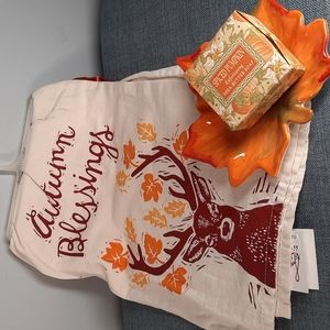 Kitchen Dish Towel Spiced Pumpkin Bar Soap Leaf Dish Set Autumn Blessings Deer